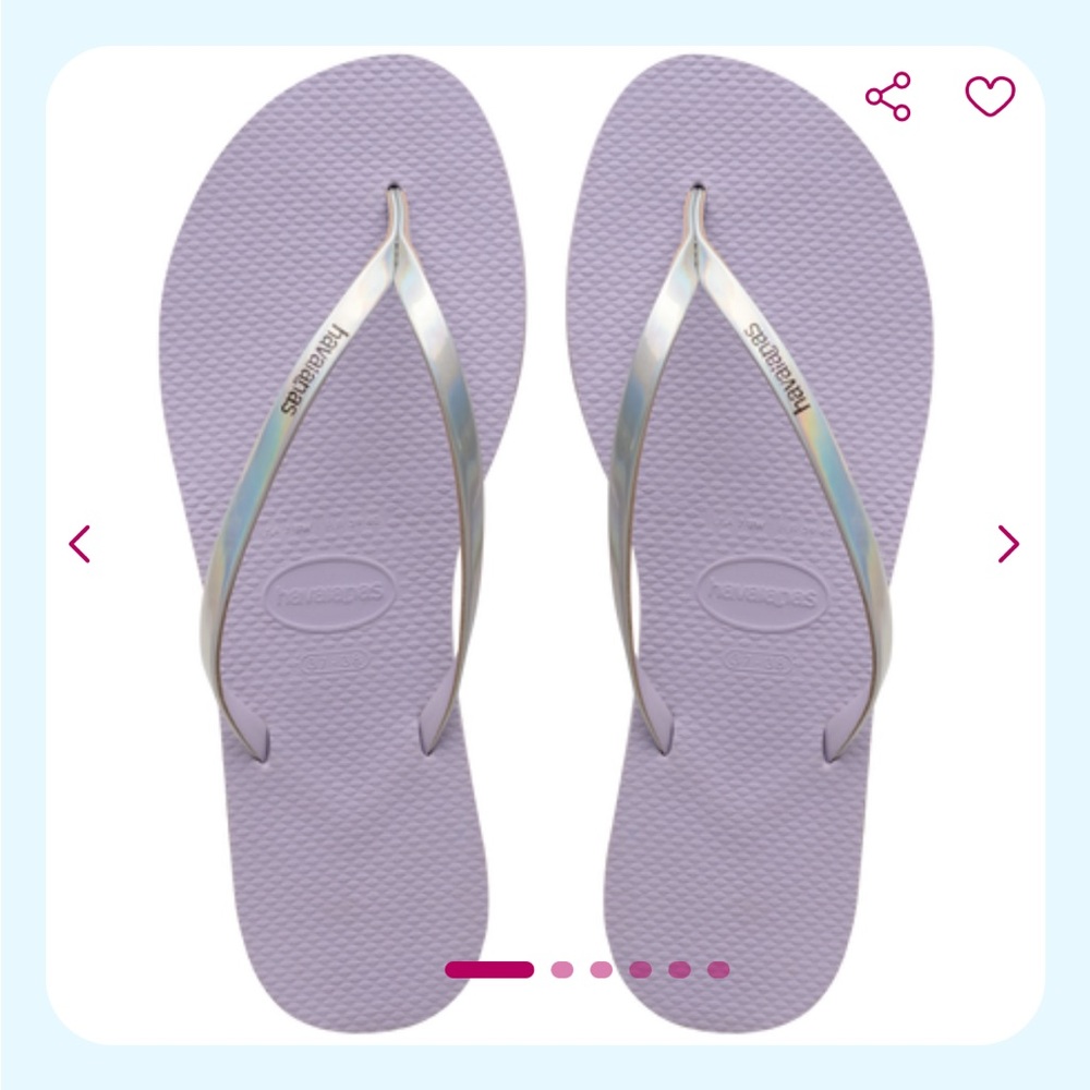 Havaianas slim you metallic flip flop in quiet lilac, NWT, Women’s 9/10